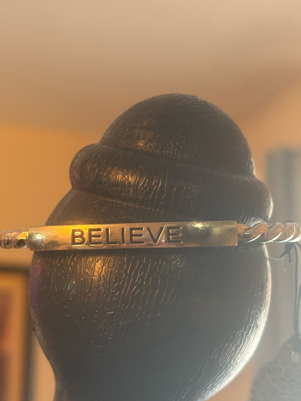 BELIEVE Engraved SilverTone Bracelet - Inspirational Women Jewelry